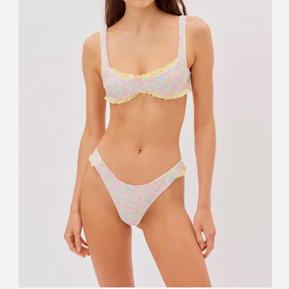 For Love & Lemons Lotus Bikini Set. Top size M and Thong Bottoms size L